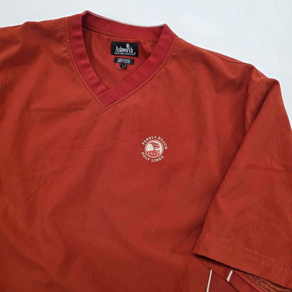 Vtg‎ Pebble Beach Ashworth Weather System Pullover Windbreaker Short Sleeve - L